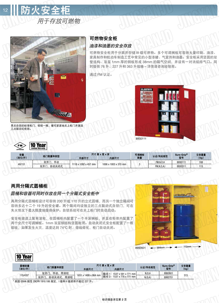 美國杰斯瑞特，防火安全柜，justrite防火柜，justrite安全柜，防爆柜justrite,8930201,1F1995